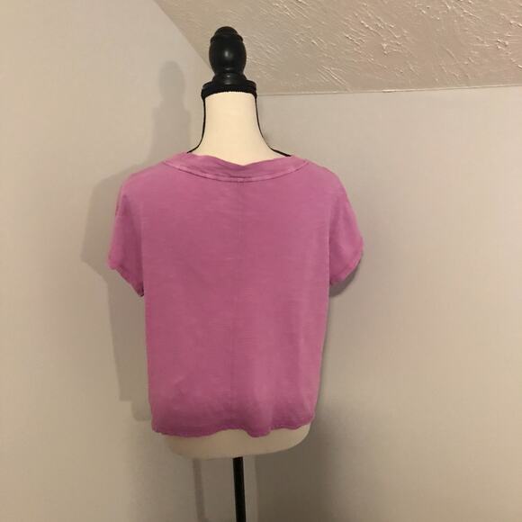 Anthropologie Pilcro Magenta Boxy Plunge V-Neck Tee - Size Small - Picture 4 of 9